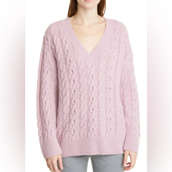 Vince Alpaca Cable Knit V-neck sweater